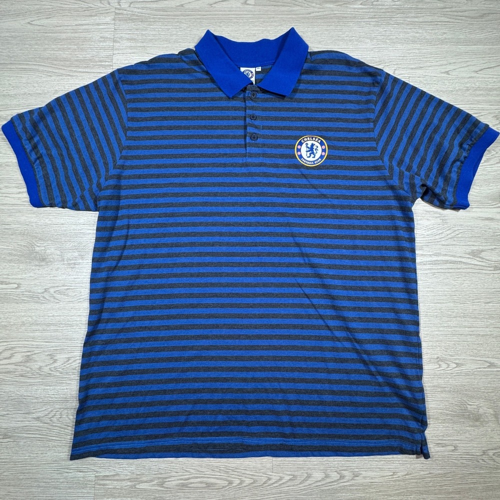 Chelsea FC Mens Polo Shirt Blue Grey Striped 3XL Official Licensed Product